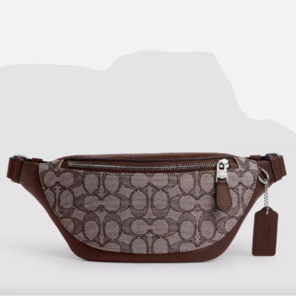 Coach CT871 Warren Mini Belt Bag Unisex Sig Canvas SV/Oak/Maple (Brown) New - Picture 1 of 6